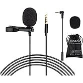 Lavalier Microphone, Gyvazla 3.5mm Lapel Clip-on Omnidirectional Condenser Microphone for iPhone & Android Smartphones or Any