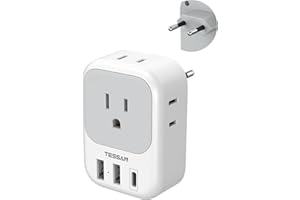 TESSAN 変換プラグ Cタイプ 海外旅行用 変換器 変換アダプター 韓国 コンセント変換 4個AC差込口 2USB-AとUSB-Cポート付き 韓国/イタリア/スペイン/ドイツ/ベトナム/オーストリアヨーロッパなどの国に対応