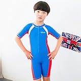 hibote ラッシュガード UVカット 水泳スイムウェアベビー 子供水着 上下セット 男の子 スカイブルー 3XL
