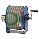 Coxreels 112W-1-50 Welding Hand Crank Hose Reel: 1/4 ID, 50' Twin Oxy-Acetylene Welding Hose, 200 PS