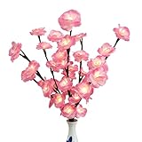 Lighted花ホワイトローズBranches Babali 20インチTall電池式ウォームホワイト40 LED装飾花柄ブランチCrafts withタイマー ピンク BASHCSSZDMG40P