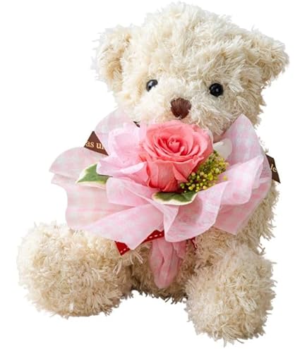 【在庫セール】プリザーブドフラワー プリザードフラワー クマさんと一輪の薔薇 プ Amazon｜プリザーブドフラワー プリザードフラワー クマさんと一輪の