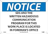 National Marker Corp. N498AB Notice SDS And The Written Hazardous Communication Program For This Wor