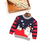 WaYa クリスマス ガールズ ボーイズ ベビー 長袖 ニット 編み プルオーバー セーター トップス 80cm‐110cm (80cm, ブルー)
