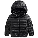 Smile キッズ 子供　ダウンジャケット ベビー 子供服 ダウンコート ダウン 棉服ジャケット 防寒 保温 アウターウエア 女の子 男の子 フード付き 秋冬　通園/通学　可愛い (ブラック, 140