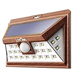 Litom ソーラーライト 人感センサー搭載 24LED 表玄関/パーク/ポスト/ガーデン/縁側/ガレージ/パルコニー/庭などに屋外照明（改良版） (木目調)