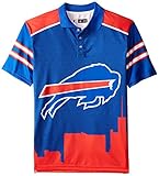 KLEW NFL Buffalo Billsポリエステル主題ポロ半袖シャツ、ブルー、大