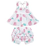 Bobora幼児用ベビー女の子パンツ服装スイカパターンノースリーブロンパース+ショーツ