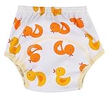 EOZY ベビーおむつ オムツ 3層式パンツ 可愛い動物図案 BABY SWIM ベビースイム 洗濯可 水遊び用パンツ コットンおむつ 伸縮性持つ サイズ選択可 イエローアヒル (1.M)