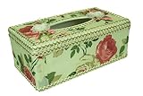 (Design 5) - Plastic Paper Tissue Holder Box with Rose Designed Fabric Cover Choice Of Design (Desig