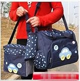 SHANGCHENGファッションミイラ赤ちゃん屋外エッセンシャル4本おむつ衣類収納袋ポータブルクロスベルトシングルショルダートラベルバッグミルクは、食品ハンドバッグスモールボトル (青い車パターン)