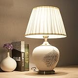 AMOS セラミックランプ手塗りの羽のホテルのリビングルームベッドルームのベッドサイドランプ ( 色 : Dimmer , サイズ さいず : S 30*47cm )