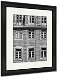 AshleyフレームプリントLisbon Buildings With一般的伝統的なポルトガルタイル壁にで、壁アートホーム装飾、ag5943412 30x26 Black Frame 5943412-