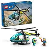 LEGO City 緊急救助ヘリコプター おもちゃ 飛行機プレイセット 子供用 男の子と女の子への楽しいギフト 6歳以上 ハイカー 救助者 パイロット ミニフィギュア ウインチと回転可能なローター付きチョッパー 60405