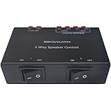 SENWIKATIN 2-Way スピーカーセレクター、パッシブ2ゾーン分配ボックス、チャンネルあたり150Wのインピーダンス保護付き、スプリングクリップコネクター付き