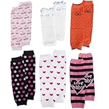 TopTieコットンベビー女の子のためのレッグウォーマー、6組のかわいいプリント（ランダムなパターン）