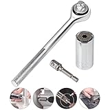 So-myshtech 万能 ソケットレンチ セット 7-19mm対応 万能ソケット＋エクステンションバー＋ラチェットハンドル ３個セット