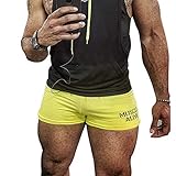 Slim Alive メンズベースレイヤーボトムショートドローストリングスポーツ 黄 色 サイズ L