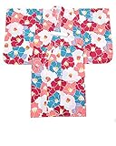 [ KIMONOMACHI ] 子供 浴衣セット「ラズベリー×コバルトブルー 椿」 150cm