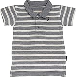 Anna Nicola(アンナニコラ) ベビー用半袖ポロシャツ ボーダー柄 (80cm, グレー×オフホワイト)