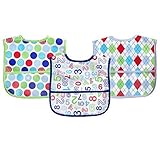 Luvable Friends Polyester Bibs, Blue, 3 Count by BabyVision [並行輸入品]