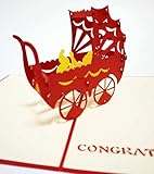 Happiest 誕生日 バースデー [ 立体 ] お祝い ホビー グリーティングカード 3D ポップアップ メッセージカード (赤ちゃん・乳母車)