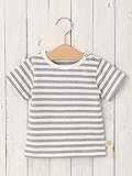 Angeliebe エンジェリーベ日本製 ベビー ボーダー Tシャツ 赤ちゃん 子供服 男の子 女の子 90㎝ 杢 グレー × シロ 50026013