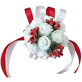 Arlai 2個ブライド手首コサージュウェディング装飾花 diameter 2.75 inch bfm068-red bead