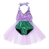 (フィーショー) FEESHOW 子供 ベビー ガールズ 水着 ワンピース スパンコール スイムスーツ 可愛い マーメイド 風 チュチュ スカート付き グリーン 65