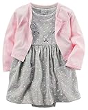 カーターズ Carter's カーディガン 半袖ロンパース ワンピース 2点セット グレーねこ ベビー服 女の子(12months(72-78cm)) [並行輸入品]