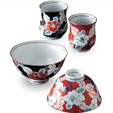 ランチャン(Ranchant) 睦セット マルチ 茶碗AΦ12.2x6.5/カップLΦ6.9x8/カップSΦ6.5x7.6/茶碗SΦ11.3x6cm 色彩山茶花 有田焼 日本製