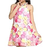Ruideng ガールズアップルパターンホルターシフォンプリンセスドレス甘い服スカートドレス (120cm, ピンク)