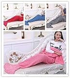 1 最新の大人毛布毛布人魚姫のピース暖かいテールバッグ寝具暖かいソフトハンドメイドニットソファ毛布睡眠魚毛布女性保持