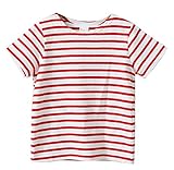 Plus Nao(プラスナオ) Tシャツ キッズ ジュニア 子ども 子供服 女の子 男の子 半袖 赤 イエロー おそろい カットソー 白 夏 ブルー ボーダ レッド 140