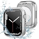 YOFITAR for Apple Watchケース 防水 45mm 44mm 41mm 40mm アップルウォッチ液晶保護フィルム+防水保護ケース+背面保護ケースの3in1デザイン Series 8/7/6/SE/5/4 高タッチ感度 PC素材 全面保護 衝撃吸収 耐傷(Series6/SE/5/4,44mm,シルバー）