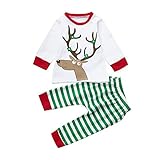Tovadoo 子供服 女の子 トップス+ズボン 秋冬 クリスマス衣装 縞模様 ヘラジカ 可愛い 部屋着 クリスマスパーティー 0.5-2歳