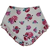 Baby Girls Red Rose Design Cotton Jersey Bib By Powell Craft by Powell Craft