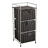 ラタン調チェスト3段 (ブラウン)