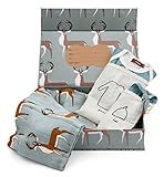 MILKBARN(ミルクバーン)  新生児用 スワドル&ナイトキャップ&ガウン セット ブルー バック 25011800
