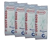 16 Hoover Type C Vacuum Bags for Convertible Upright, Bottom Fill Convertible, Lightweight, O/S Vacu