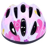 子供ヘルメット 自転車 子供用 キッズヘルメット　ジュニア 自転車用品 軽量 通勤通学 48-58cm ダイヤル調整　キッズ/ジュニア/こども用/通園/入園祝い ピンク＆花1