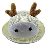 アウトドアスポーツ 日焼け防止 ＵＶカット 韓国 人気 通気 草編み 春夏 日よけ帽・麦わら帽子・キャップ・可愛いハット、赤ちゃん＆子供用、鹿の角 乳白色