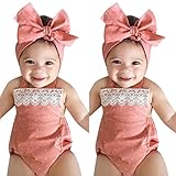 Franterdベビー女の子ピンクロンパース、KidジャンプスーツPlaysuit Clothingヘッドバンド ピンク