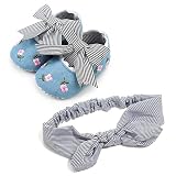 yalasga Baby Girlベビーベッド靴花刺繍カチューシャ+、幼児ソフトソール最初Walkers子供靴 12~18 Month マルチカラー Yalasga g6