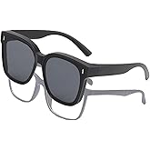 Unisex Over-Glasses Sunshades - Stylish Black Polarized Sunglasses with UV Protection - Wear Over Regular Glasses - Convenien