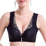 【瞬コル】育乳ナイトブラ 猫背矯正タイプ 可愛いフロントチャーム 拡張ホック付 (75B_ブラック)