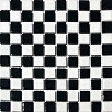 正方形Checkered Tileブラック&ホワイト磁器モザイクShiny Look 1 – 1 / 8 " x 1 – 1 / 8 "