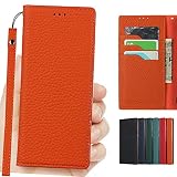 Cavor Xperia 10 IV SO-52C SOG07 A202SO 本革ケースXperia 10 IVケース手帳型Xperia 10 IV ケースカード収納 SO-52C 財布型 カバー SOG07手帳型ケースA202SOカード収納Xperia 10 IV 携帯カバーXperia 10 IVスマホケース ライチ紋真皮付きの専属ストラップ同梱なので 横置 内蔵マグネット【オレンジ】