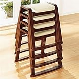 スタッキングスツール 【4脚組】 木製 張地：合成皮革 ( 合皮 ) ダークブラウン 【完成品】