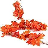 Luyue 【 観葉植物 アイビー 5本 】 壁掛け インテリア アンティーク 雑貨 造花 人工 フェイク 壁掛 グリーン 緑 植物 吊り 家庭やパーティ飾り (5本) (赤い楓の葉)